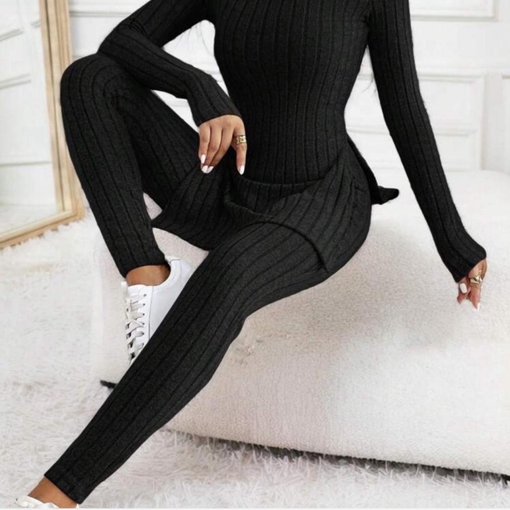 SHEIN Woman Black Ribbed Lounge Set Size S - Picture 2 of 7